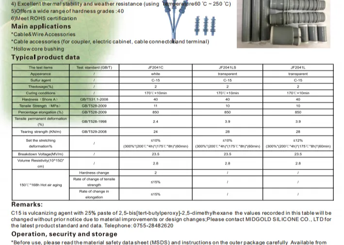 High tear strength hot vulcanized silicone rubber . JF(D.E)2041series SliderImage