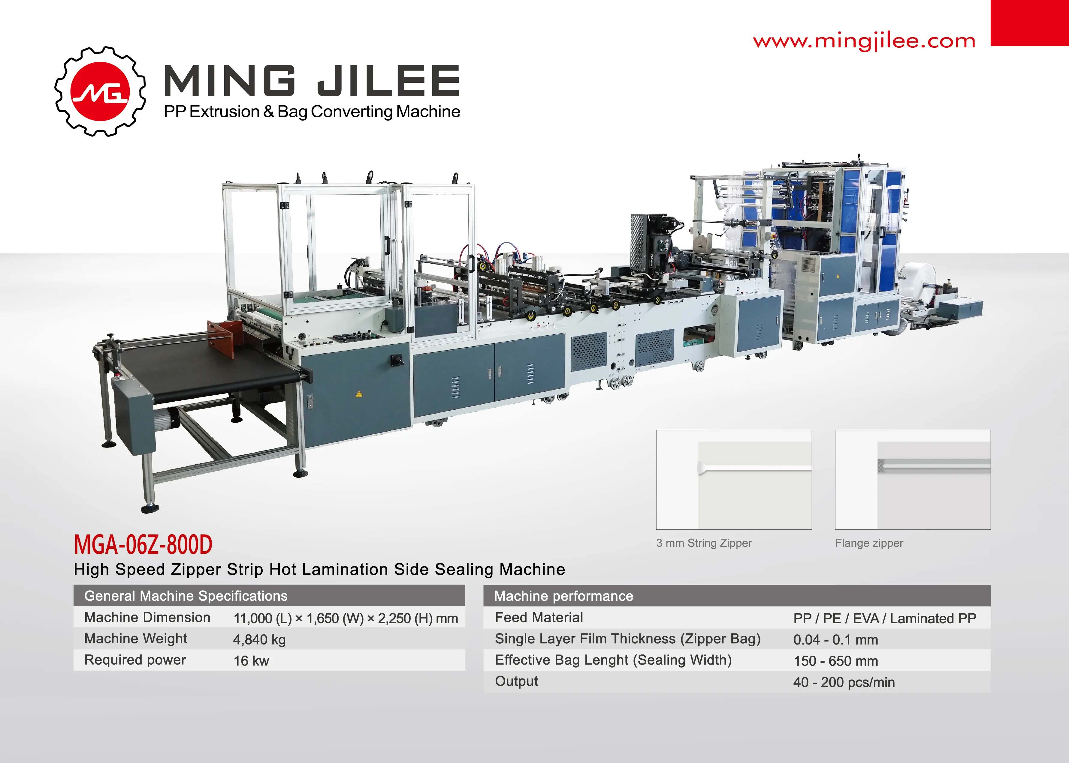 MGA-06Z-800D High Speed Zipper Strip Hot Lamination Side Sealing Machine |  Plastics and Rubber Product