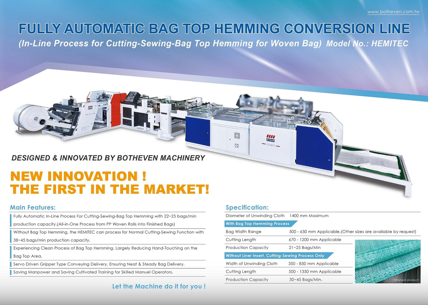 Fully Automatic Bag Top Hemming Conversion Line SliderImage