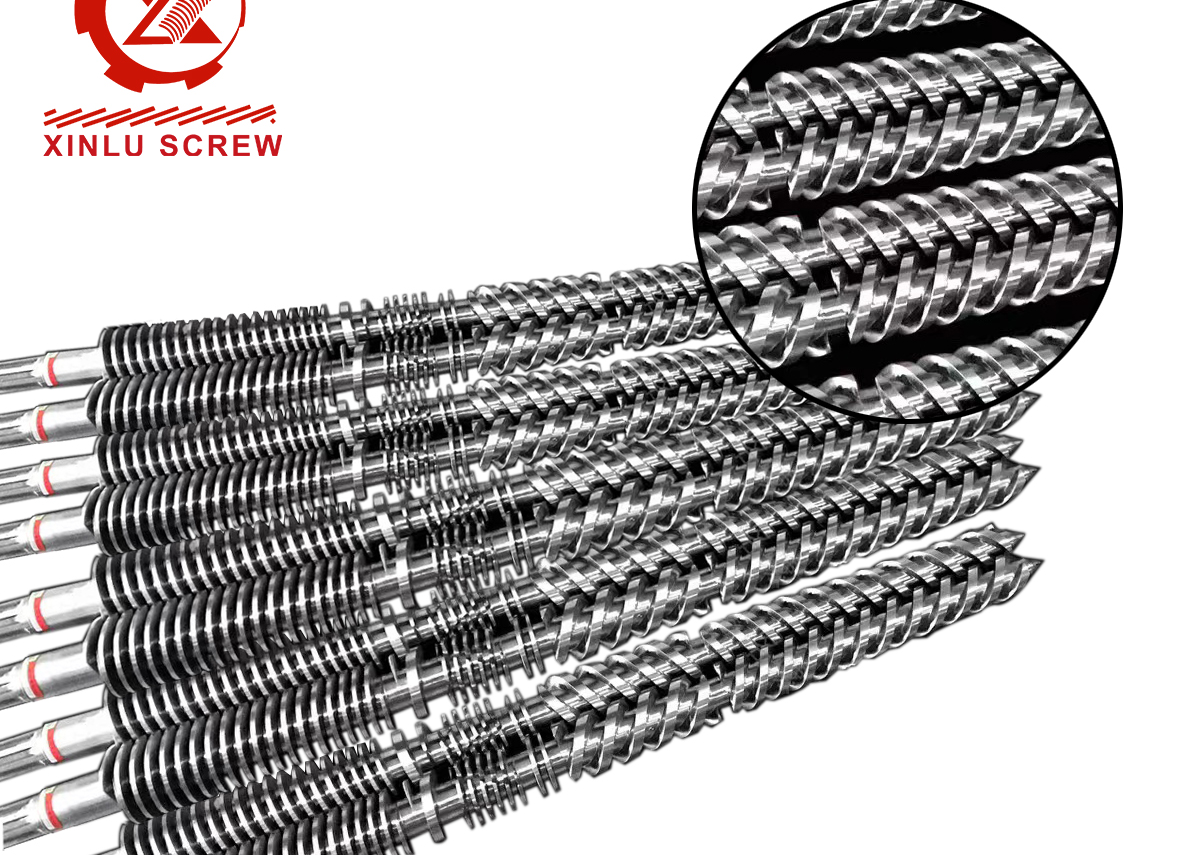 XINLU factory Conical twin screw and barrel for WPC SPC  Profile extruder SliderImage