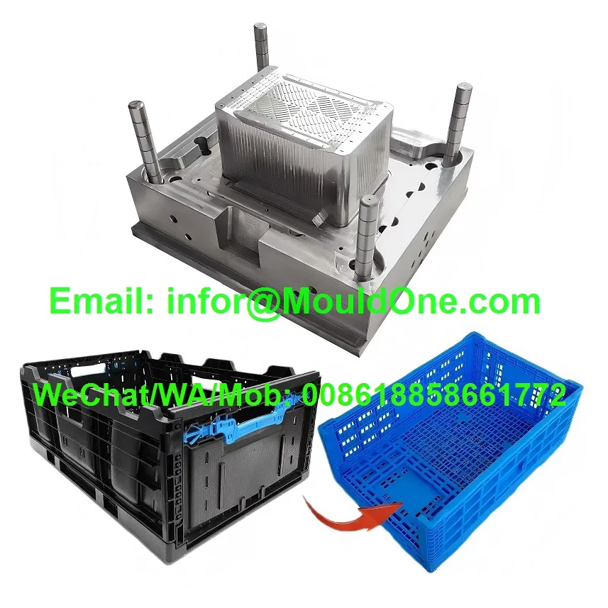 Hot Selling Custom Plastic Injection Molding Folding Transport Egg Create Basket Foldable Plastic Crate Mould SliderImage