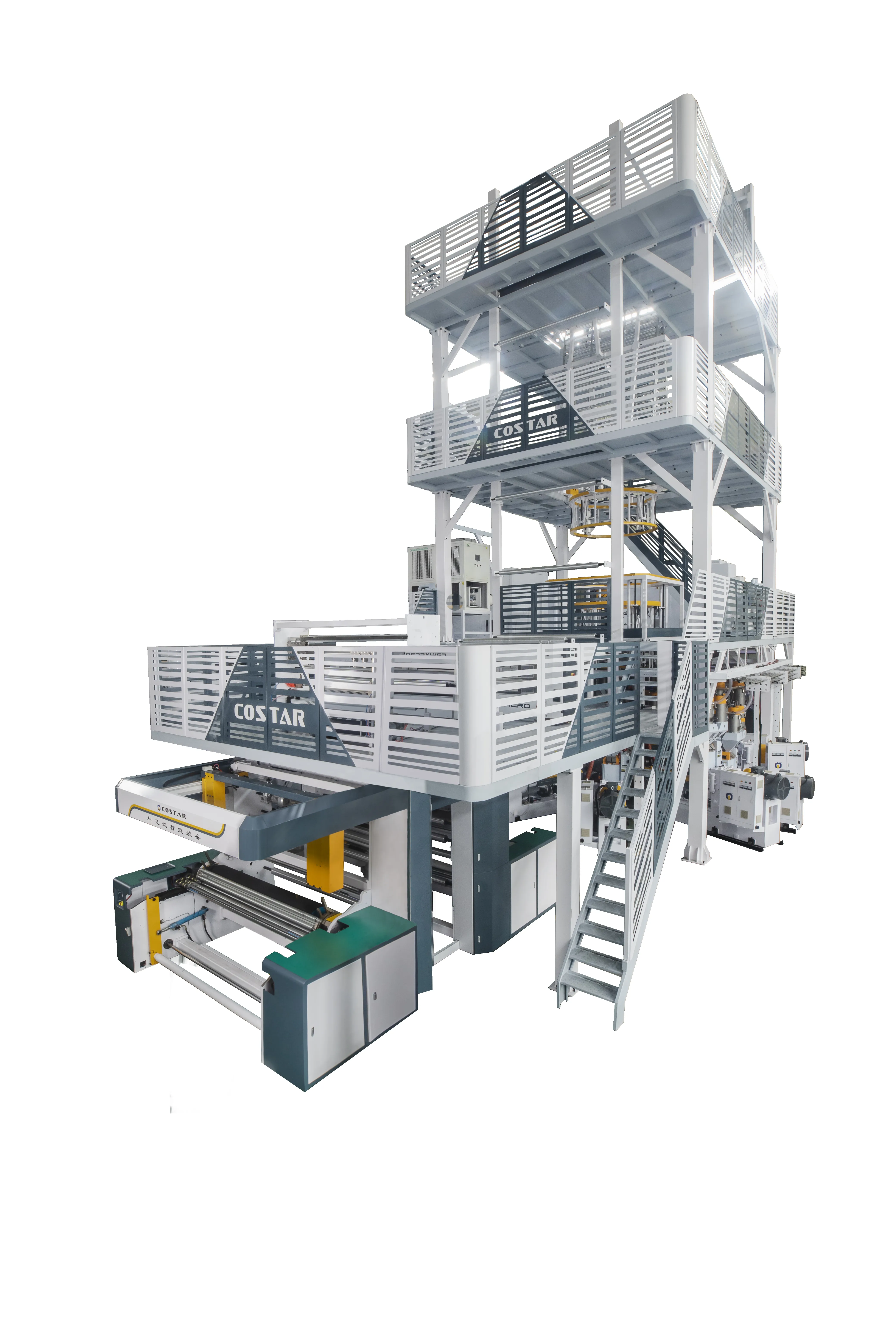 Ultra-high productivity five-layer co-extrusion POD blown film 