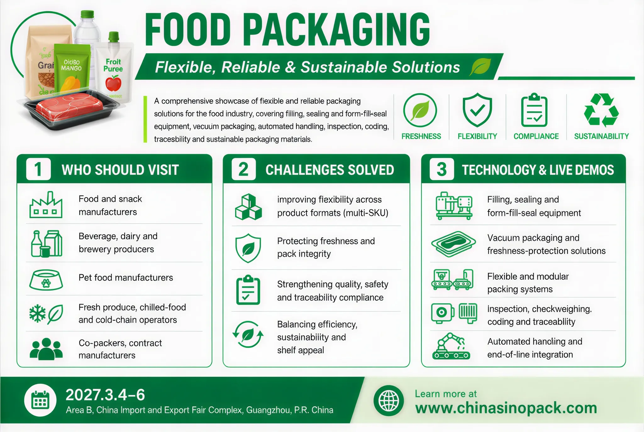 Infographic for flexible and sustainable food packaging solutions