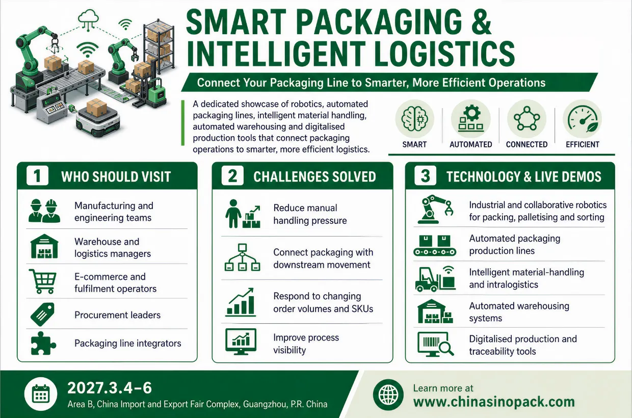 Infographic for eco-friendly packaging products and materials zone