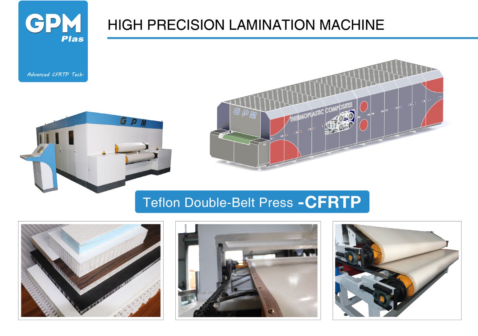 Double Belt Presses Machine Used for Laminating Thermoplastic Honeycomb Panels or composite material SliderImage